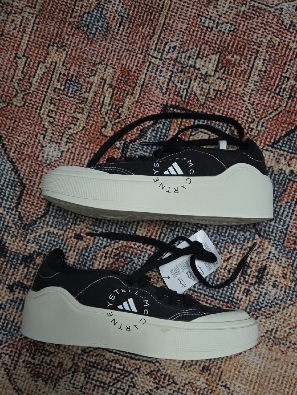 Stella McCartney Black and Cream Platform Lace-Up Sneakers